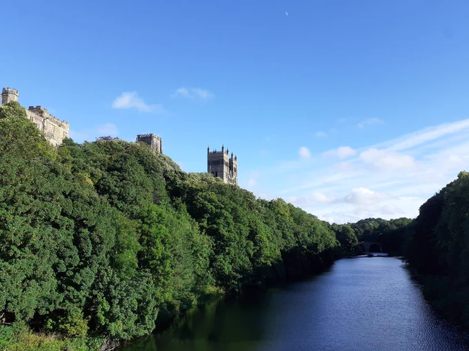 Durham Cathedral from Framwellgate Bridge in the sunshine