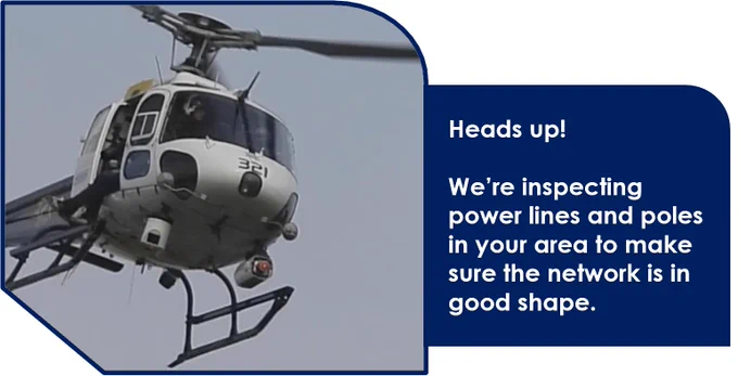An AusNet helicopter is inspecting power lines and poles in regional Victoria to ensure the network is in good shape