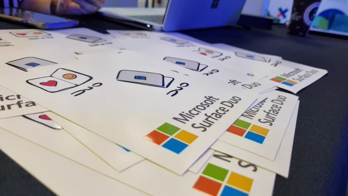 Microsoft Surface Duo stickers available at the droidcon Berlin booth