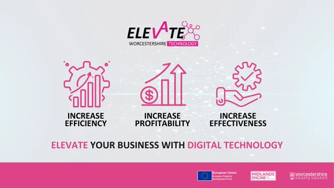 Elevate Technology logo. Text reads: 
Increase efficiency, increase profitability, increase effectiveness. Elevate your business with digital technology.
