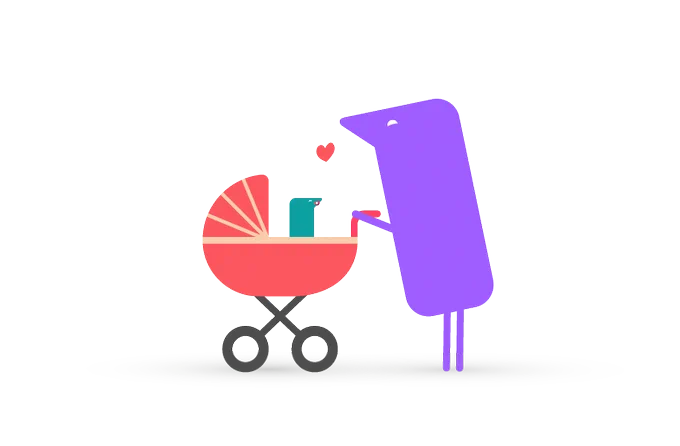 Texthelper pushing pram