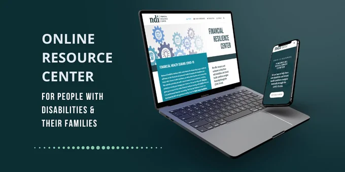 A smartphone, a laptop and the text: Online Resource Center for People with Disabilities and their Families