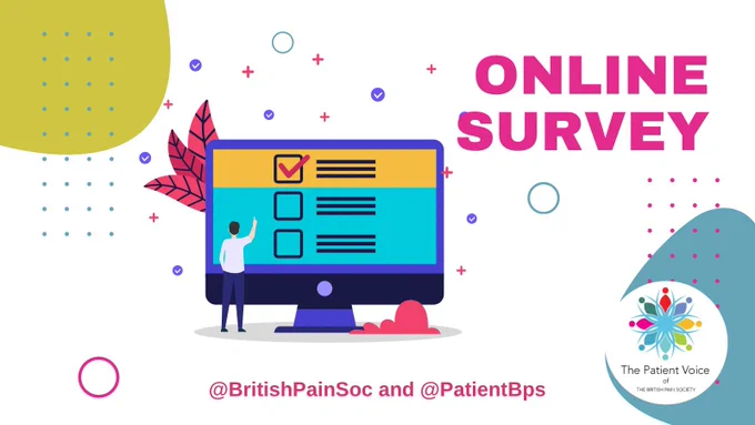 Online survey text in pink on white background