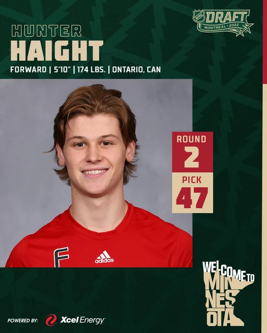 2022 NHL Entry Draft Round 2 Pick 47: Hunter Haight
Forward from Ontario, Canada
5’10” and 174 lbs.
