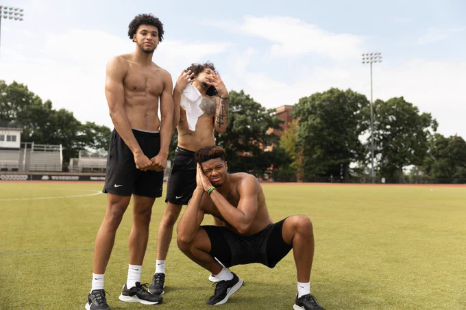 Clifton Moore, Devin Carter and Ed Croswell after an outdoors summer workout