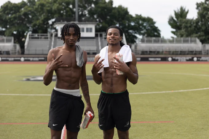 Quante Berry and Corey Floyd Jr. after an outdoors summer workout