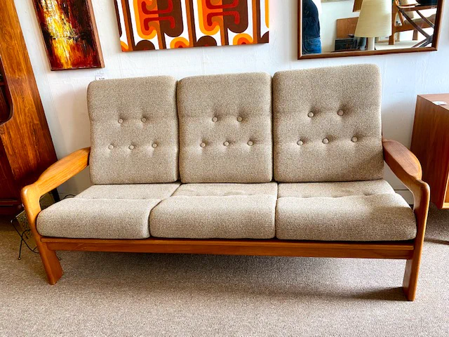 Vintage Teak Sofa, Mid Century Modern || $1200 || L 74” D 32” H 36”