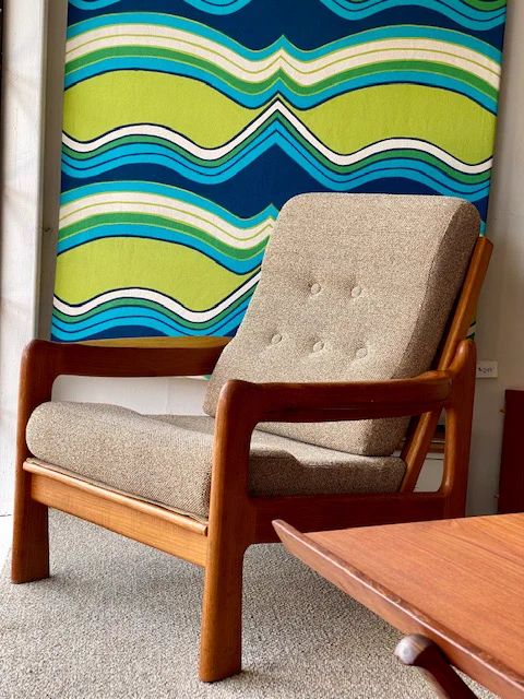 Vintage Solid Teak Lounge Chair, Mid Century Modern || $699 L 32” D 32” H 36”