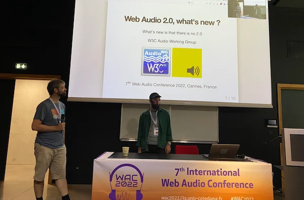 At WAC2022, Philippe Milot and Paul Adenot present the W3C's Web audio Working Group work.
