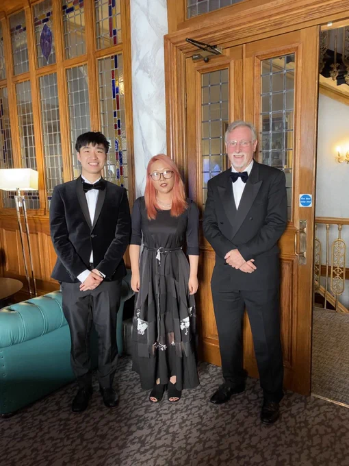Tsz, Lia and Gordon in black tie attire
