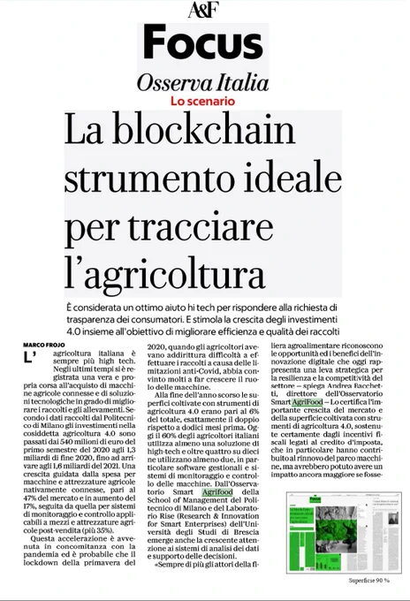 La #blockchain strumento ideale per tracciare l’#agricoltura. Sono 1,6 mld di #euro gli #investimenti in agricoltura 4.0 nel 2021 dopo anni di crescita continua. | #agricoltori #tecnologia #innovazione #startup #IoT #5G  #agrifood  #techfood #smartfarm #agricoltura40