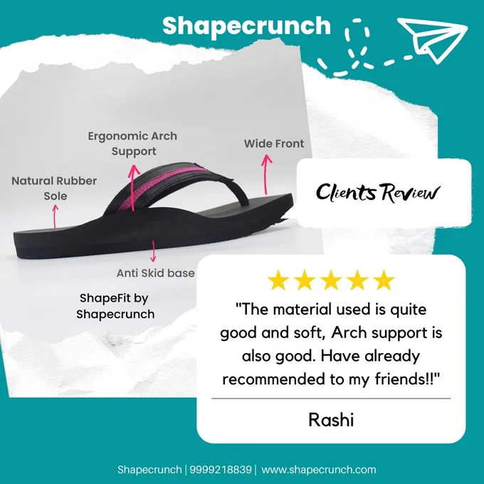 Good job done by Shapecrunch as the comfort of the slippers is something one looks forward to and this provides that without any doubt and the material used is quite good and soft, Arch support is also good.