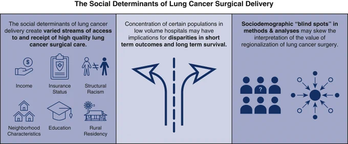 The impact of social determinants of lung cancer surgical delivery and assessments of the volume pledge.