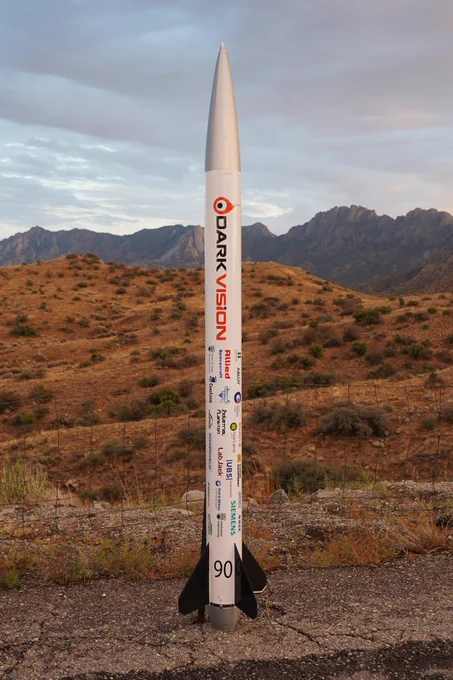 The back of the team's rocket has all of their sponsors' logos printed on it.