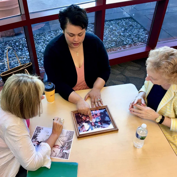 Leadership Lab participants sharing childhood photos with peers