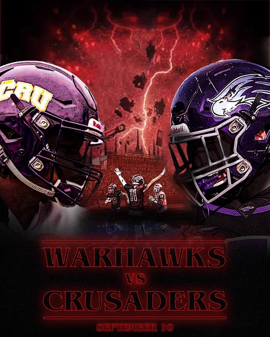 UW-Whitewater vs. Mary Hardin-Baylor 2022 game promotional poster - July 12, 2022. (Art by Andy Role)