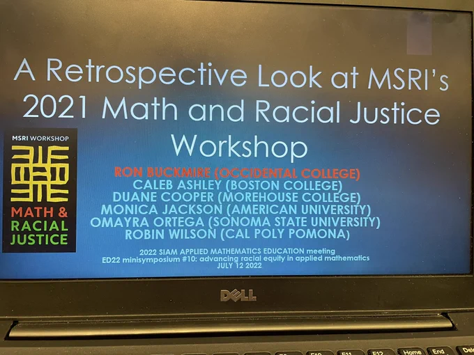 Cover slide from Buckmire talk on 2021 Math and Racial Justice