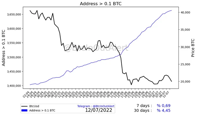 Address distribution in Bitcoin - Address > 0.1 BTC