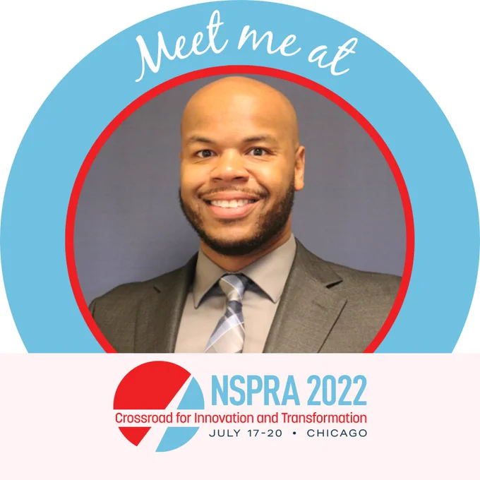 A picture of Rashaad O'Neal in a NSPRA 2022 Banner
