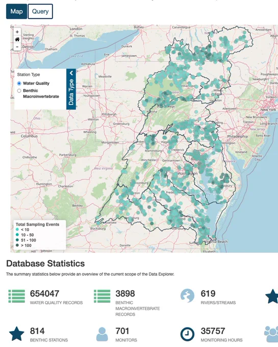 Community-based water quality monitoring on visual display.