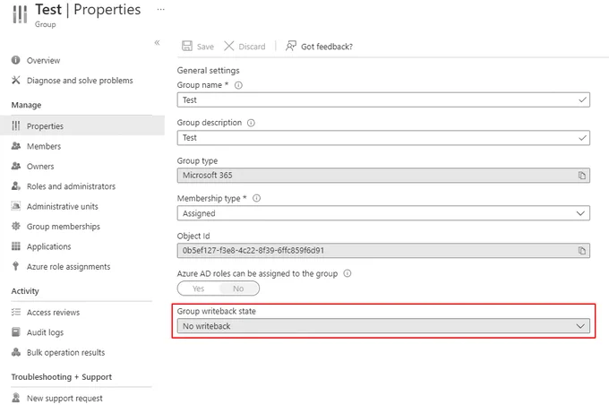 1b - Unlike right now, the Groups properties should be greyed out (or hidden) if Group Writeback isn't enabled.