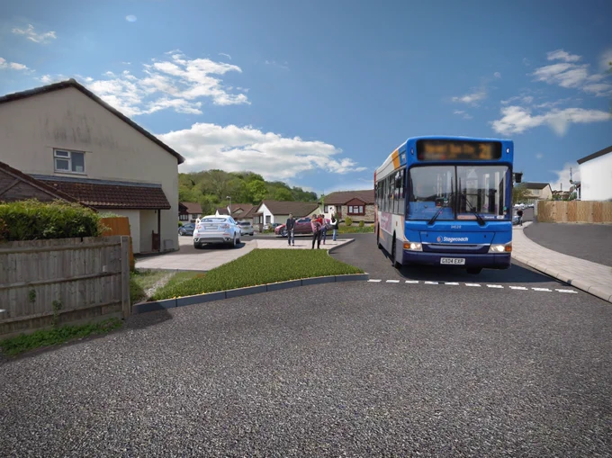 Image of a bus at proposed Bradley Lane bus link