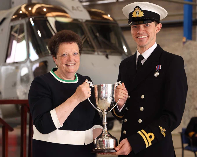 Mrs Kim Murton Presenting the Bill Murton Trophy to Lt Edward Riley.