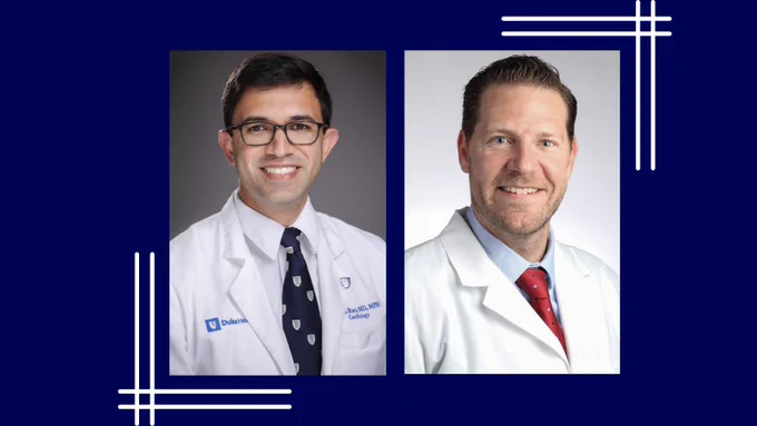 Dr. Vishal Rao, advanced heart failure fellow and Dr. Rob Mentz, Duke cardiologist.
