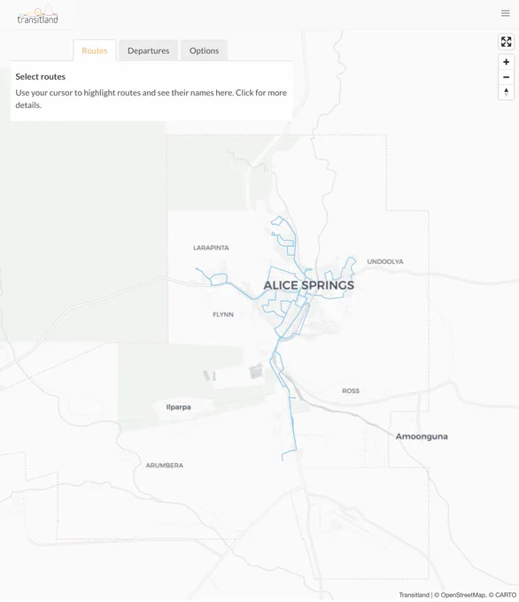 map of bus routes in Alice Springs, Northern Territory, Australia