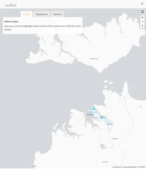 map of bus routes in Darwin, Northern Territory, Australia