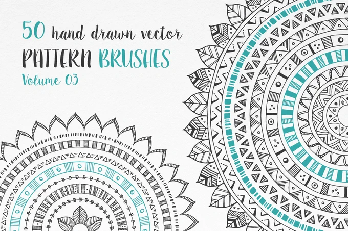 50 HAND-DRAWN VECTOR PATTERN BRUSHES 03 Geometric, Tribal, Boho, Floral

Set of 50 abstract, geometric, tribal, and floral pattern brushes, which were all hand drawn with love, scanned, and carefully vectorized.