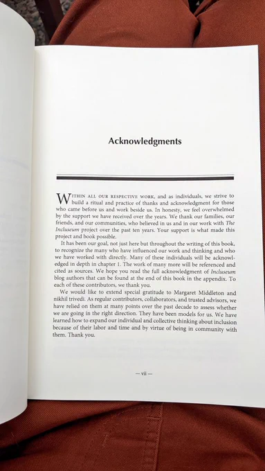 The acknowledgements page that includes a thank you to me and nikhil trevedi