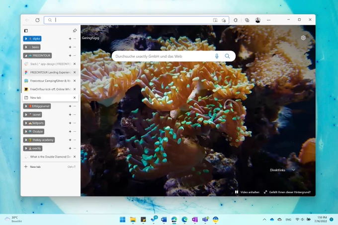 Windows 11 ARM projects sorted by client in groups in the Edge browser. 