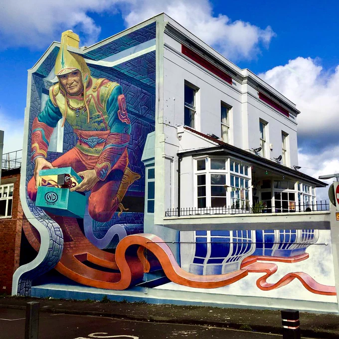 street art by @wd_wilddrawing of a tribute to Moebius with a box of imagination