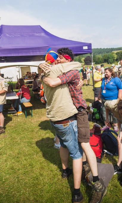 Two explorers reuniting at Blair Atholl Jamborette