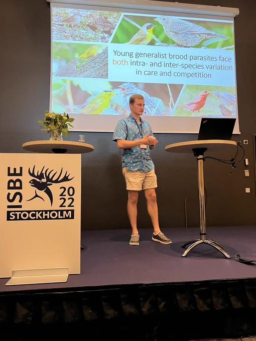 Me presenting at the international society of behavioral ecology meeting in Stockholm Sweden on July 29th 2022