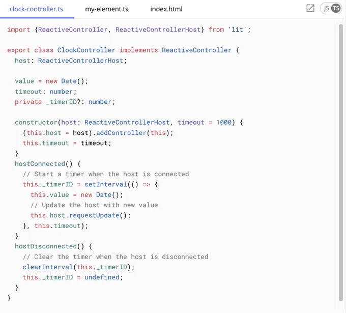 Screebshot of clock contoller code