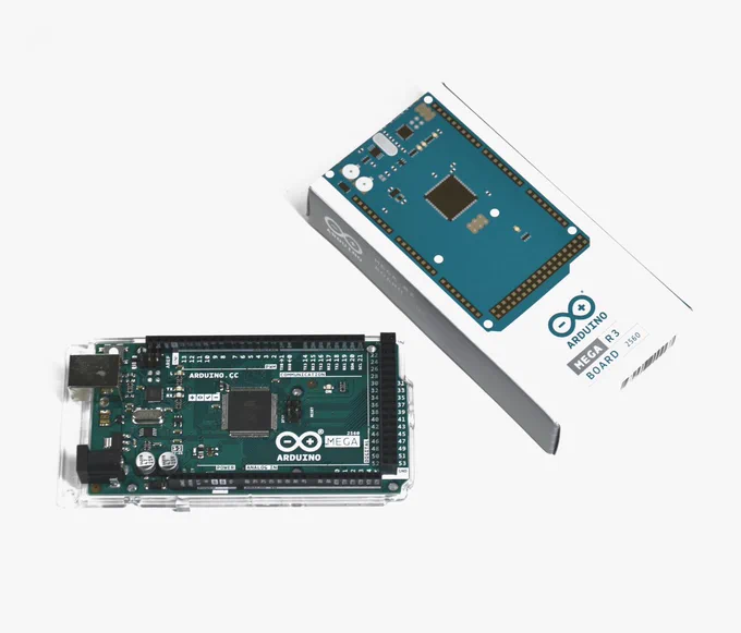 Arduino Mega 2560 R3

Arduino Mega 2560 is an ATmega2560 based microcontroller board. It has 54 digital input/output pins, 16 analog inputs, 4 UARTs, a 16 MHz crystal oscillator, a USB connection, a power jack, an ICSP header, and a reset button. Contains everything needed to support the microcontroller. Just connect it to the computer with a USB cable or use an AC-DC adapter or battery to power it and start using it. It is also compatible with most shields designed for Arduino Uno and previous boards Arduino Duemilanove or Arduino Diecimila.