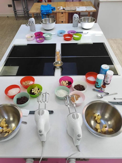 Baking equipment all set out and ready to go!