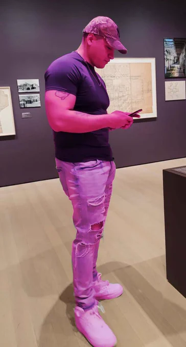 Purple Jflex enjoying his visit at an archeological museum