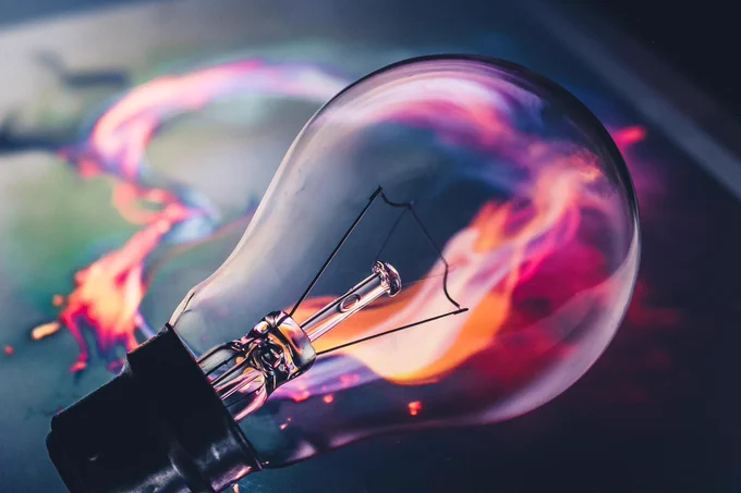 Fire in lightbulb - creative image