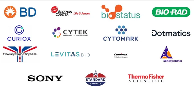 Company logos of all the sponsors of FlowcytometryUK 2022, taking place this week.
