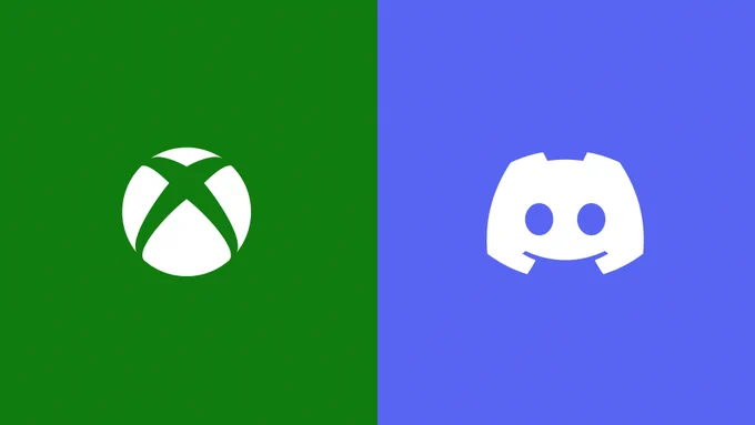 An image of the Xbox logo on a green background next to the Discord logo on a purple background
