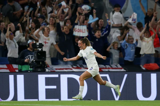 Ella Toone celebrates her equaliser.