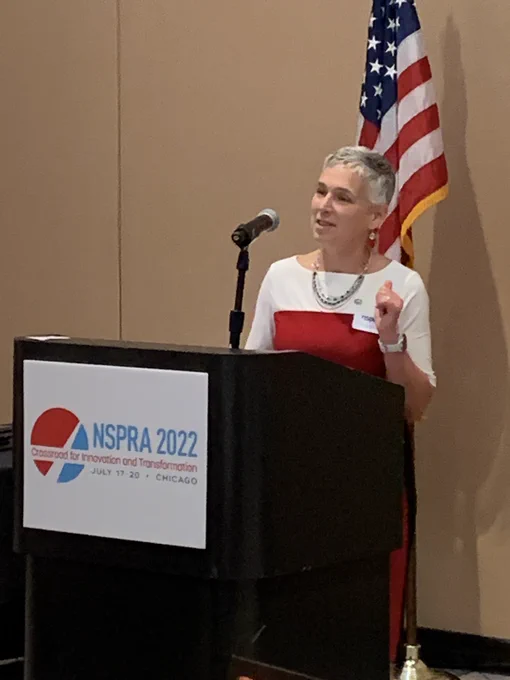 Incoming NSPRA president giving speech