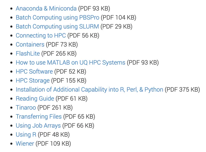 A list of RCC's publicly-accessible user guides.