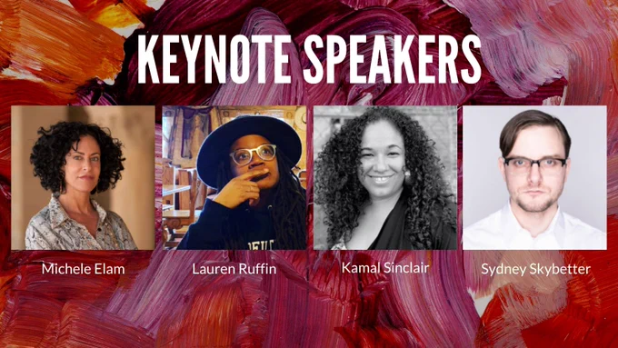 AEI Lab Symposium Keynote Speakers: Michele Elam, Lauren Ruffin, Kamal Sinclair, & Sydney Skybetter. Image includes each speaker's headshots.