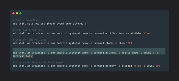 ADB shell commands to cleanup your Android status bar.