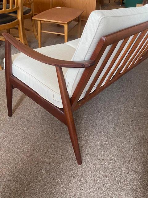 Vintage Teak Sofa Reupholstered, Mid Century Modern || $1499 || L 67” D 27” H 31” (2 of 2 images)