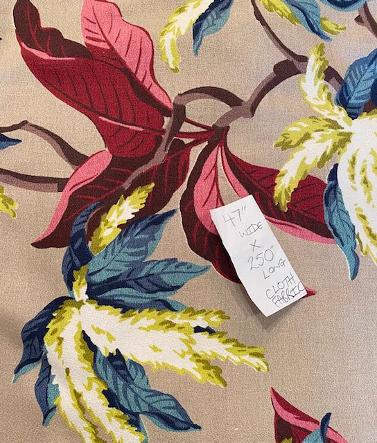 Vintage Hawaiian Pattern Barkcloth Material. Unused. Mid Century Modern || $250 || 47” by 250”